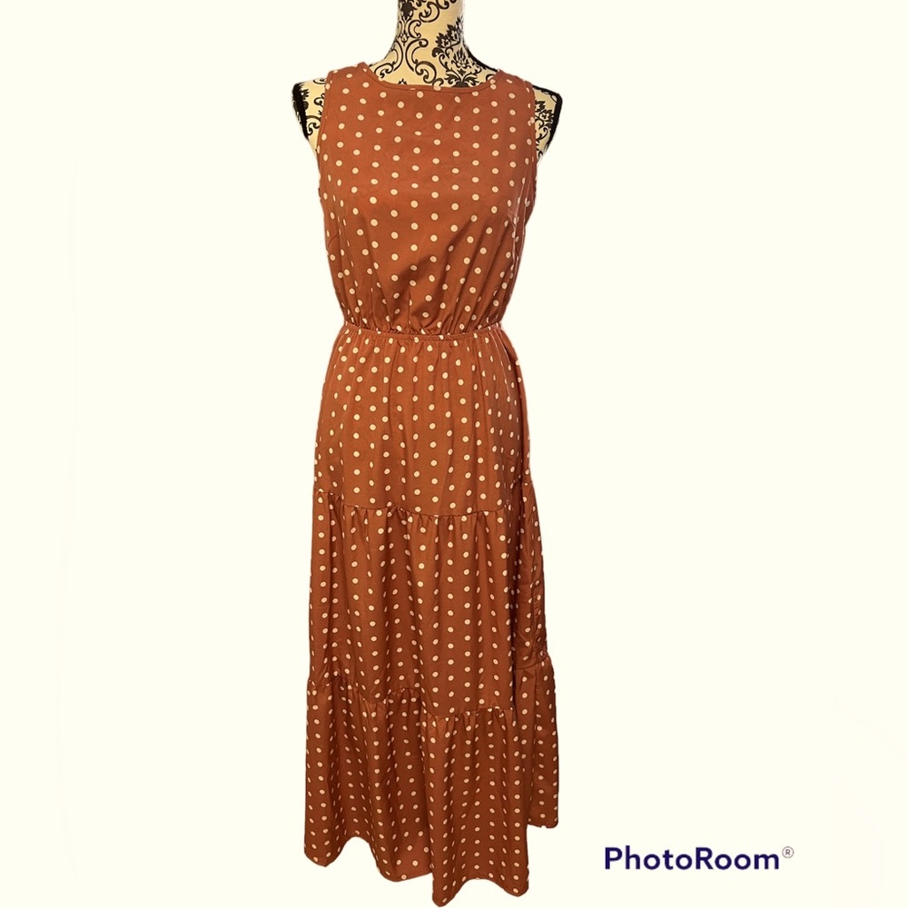 SHEIN Polka Dot Sleeveless Ruffle
Hem A-line Dress, S